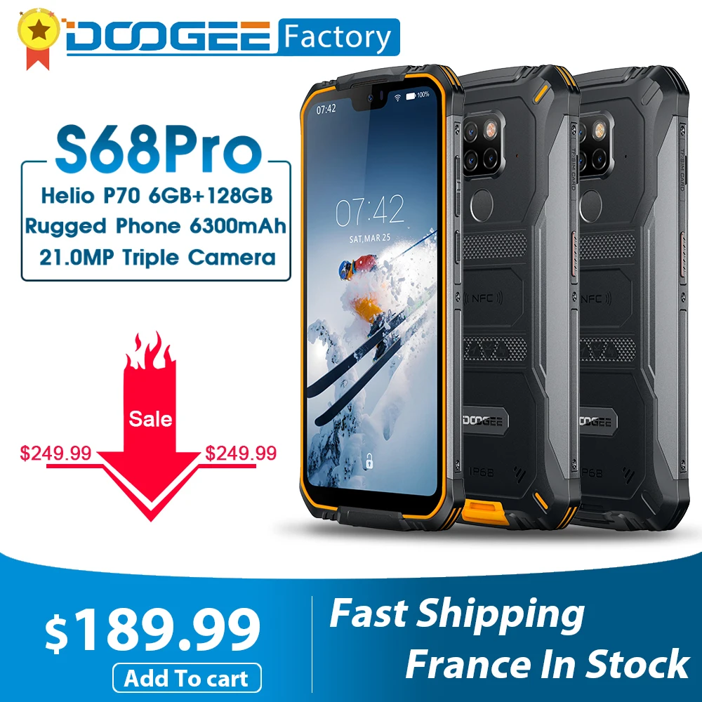 IP68 Водонепроницаемый DOOGEE S68 Pro Прочный телефон 6 ГБ 128 Helio P70 мобильных телефонов 21MP