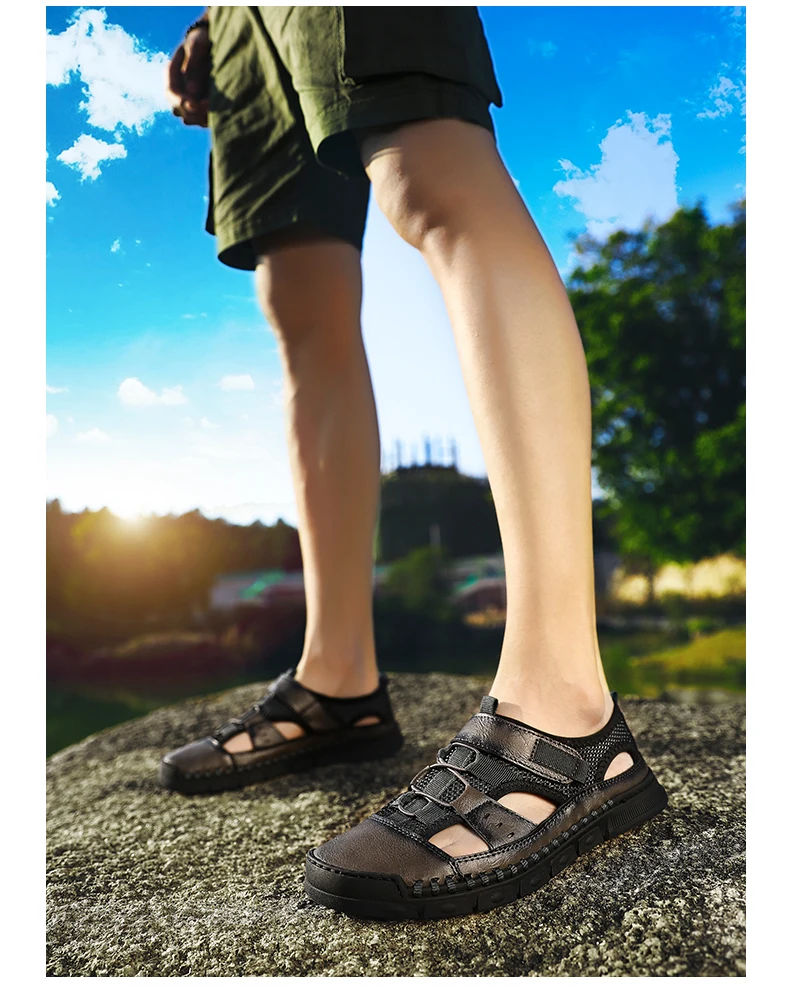 Brand New Fashion Summer Beach Breathable Men Sandals Genuine Leather Men's Sandal Man Causal Shoes Plus Size 38-46