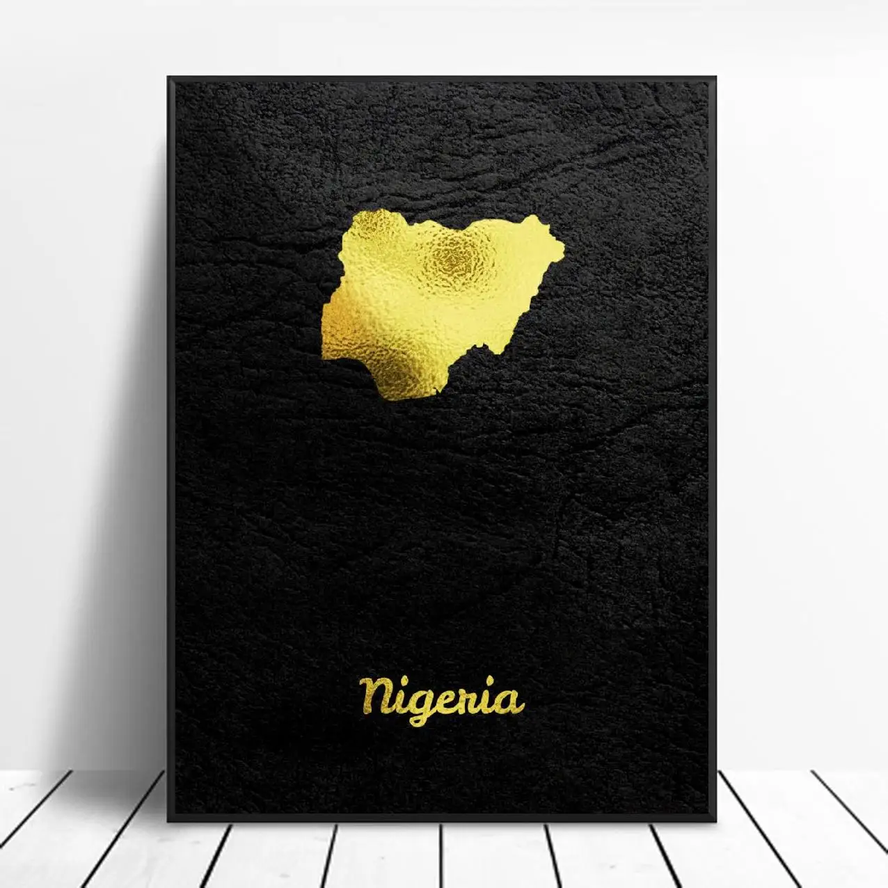 

Золотая карта Нигерия Искусство Холст плакат домашний декор живопись без рамки