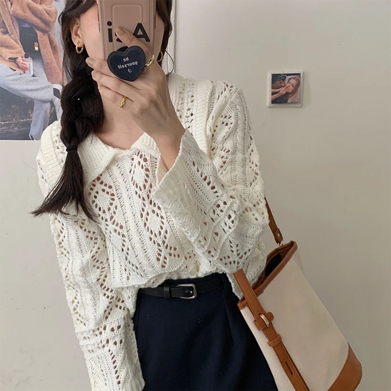 

Women'S Retro Lazy Cashmere Crochet Cardigan Knitted Sweater