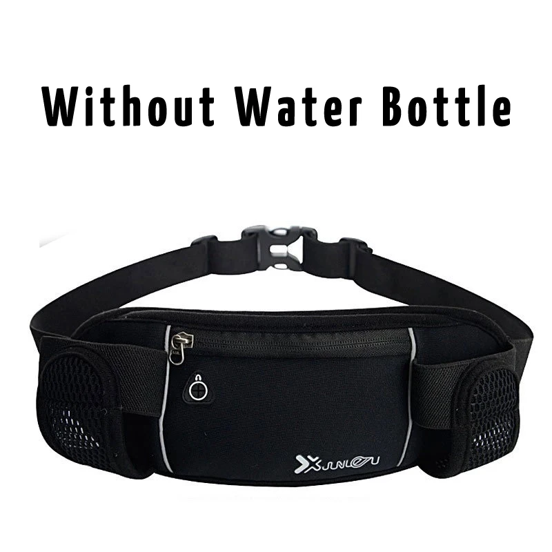 black without bottle Женские и мужские поясные сумки для бега, женские водонепроницаемые поясные сумки для мобильного телефона, женские черные и зеленые нейлоновые две бутылки для воды, Фанни-пакеты 183 - Цвет: black without bottle