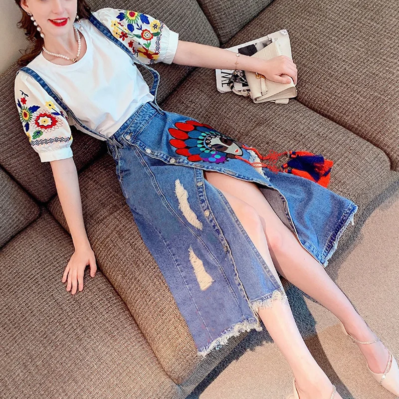 Женский костюм из двух предметов изысканная белая блузка с пышными рукавами и