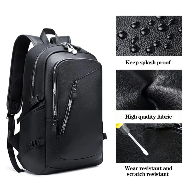 Модный Дорожный рюкзак из искусственной кожи для мужчин сумка ноутбука с