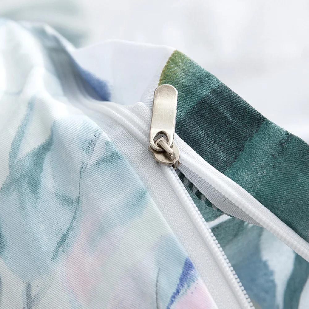 Набор постельного белья с 3D принтом тропические растения белый пододеяльник 100%