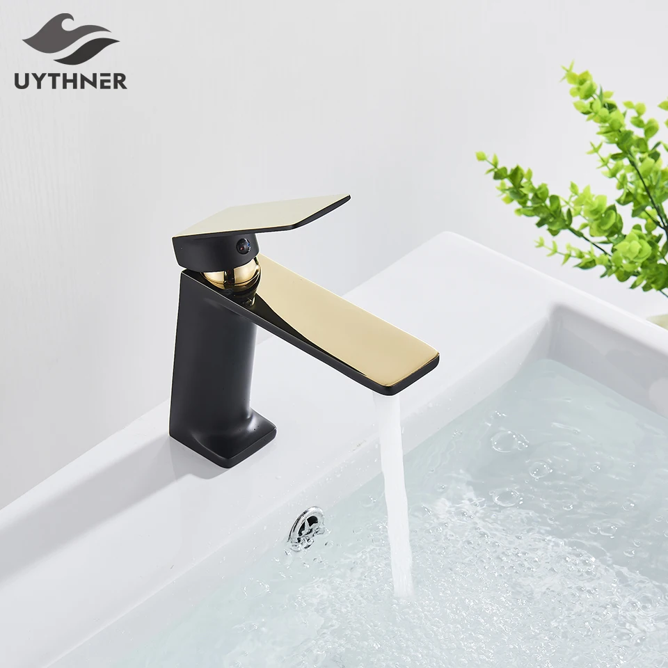 Черный кран для ванной комнаты умывальника раковины с одной ручкой на бортике