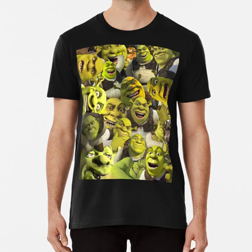 Шрек коллаж футболка жизнь любовь смешной зеленый Dreamworks Ослик мемы | Мужская