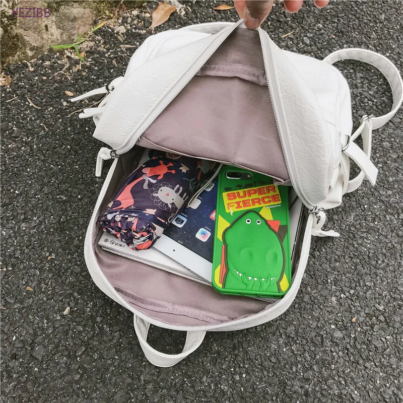 

2020 Backpack Women Large Capacity School Bag Women's PU Leather Outdoor Quality Lady Solid School Bags Travel Backpacks Mochila