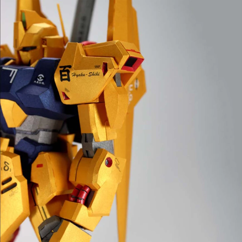 3D Бумага модель воина гундама MSN 00100 Hyaku Shiki Золотой истребитель 30 см Высота модели