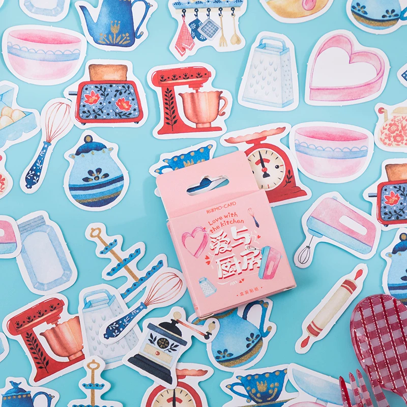 

Warm Kitchenware Phone Aesthetic Stickers Decoracion Scrapbooking Accessories Sticker Flakes Office School Supplies 46PCS