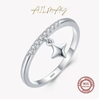 Ailmay Романтические кольца со звездами, Аутентичные искусственные серебряные прозрачные циркониевые штабелируемые кольца на палец для женщин, эффектные ювелирные изделия, подарок