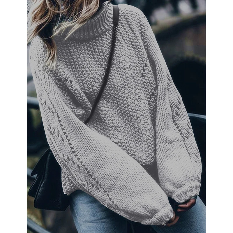 

Lake Blue O Neck Women Sweater Autumn Winter Long Sleeve Jumper 2021 Knitted Loose Fashion Pullover Femme