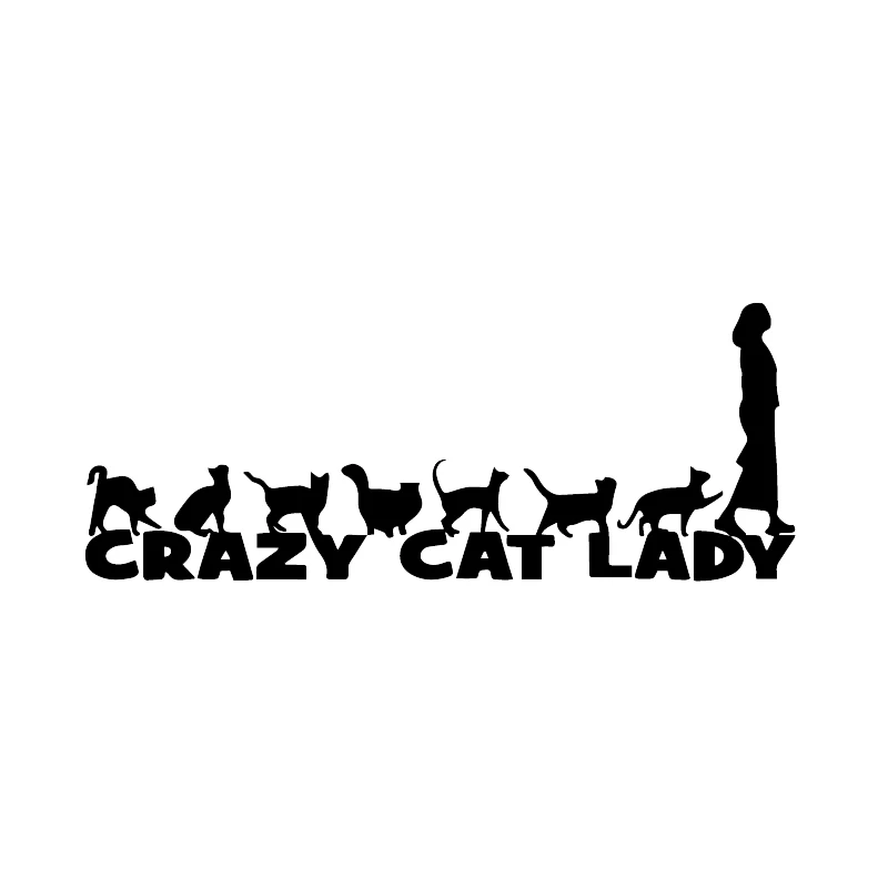 

Car Sticker Crazy Cat Lady Right Facing Funny Cute Car Window Decal Cats Black/Silver 19X7CM