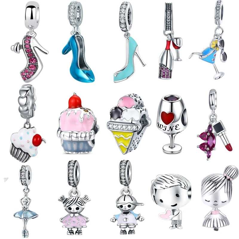 Бусины из стерлингового серебра 925 Подвески I Love My Dog животные Doggy Bone DIY подходят