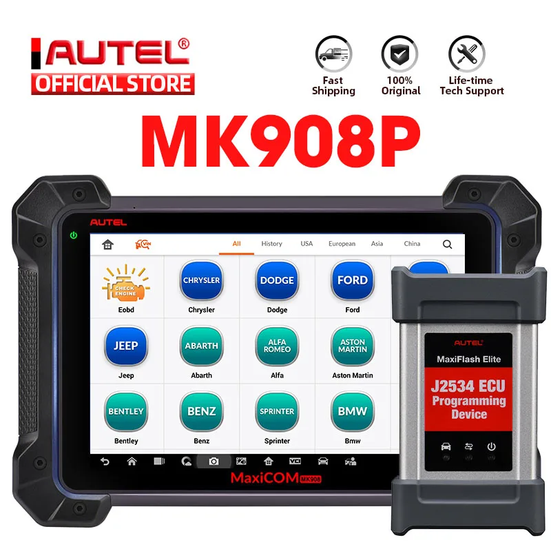 

Autel MaxiCOM MK908P OBD2 автомобильный диагностический инструмент 12 языков J2534 Программирование ECU тестер кодирование PK MS908 PRO MS908P OBD 2 сканер