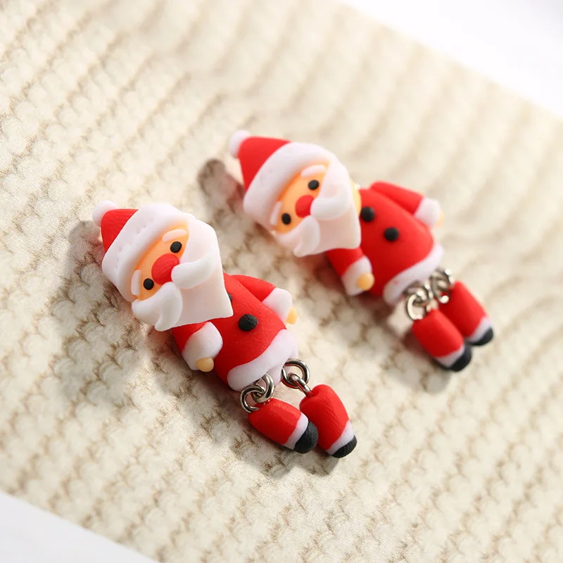 

European And American Creative New Earrings Cartoon Santa Claus Soft Clay Earrings