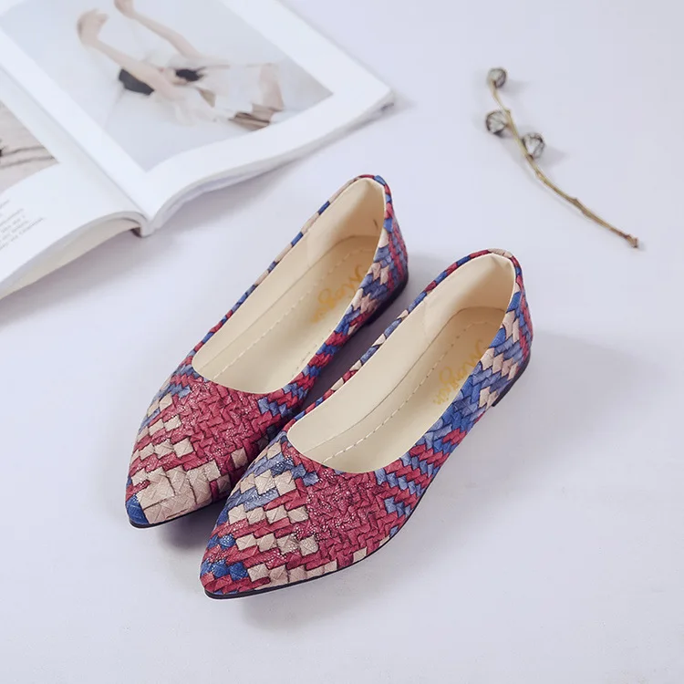 

All-Match Casual Woman Shoe Mixed Colors Shallow Mouth Modis Soft Female Footwear Pointed Toe New 2021 Dress Summer Rubber Leisu