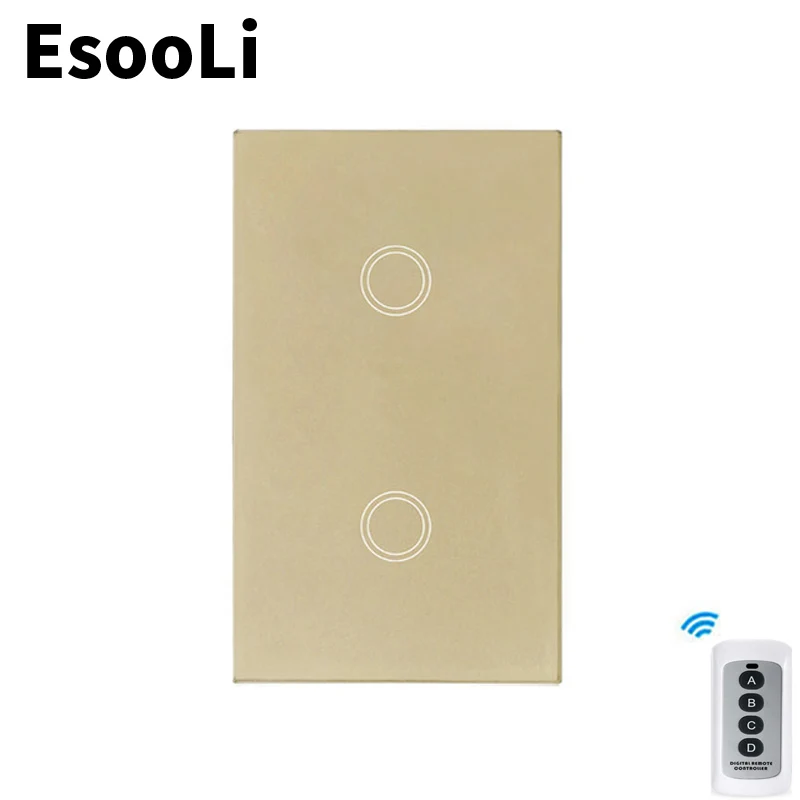 EsooLi Золотой дистанционный сенсорный выключатель стандарта США/Австралии для
