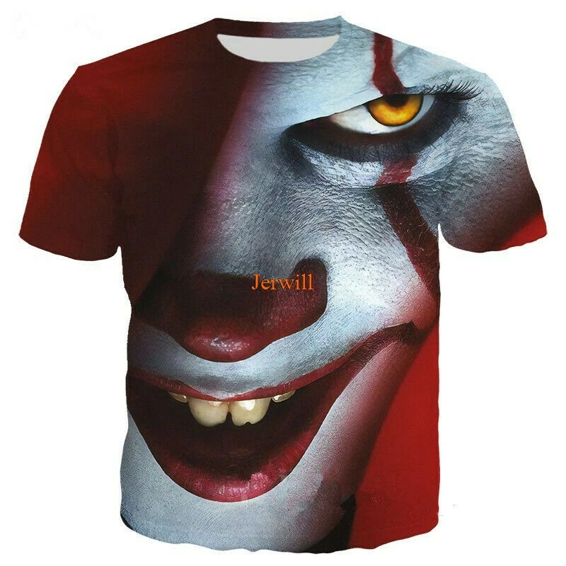 

2020 New Women Men 3d Print Clown Funny Horror Casual T-Shirt Short Sleeve Tops