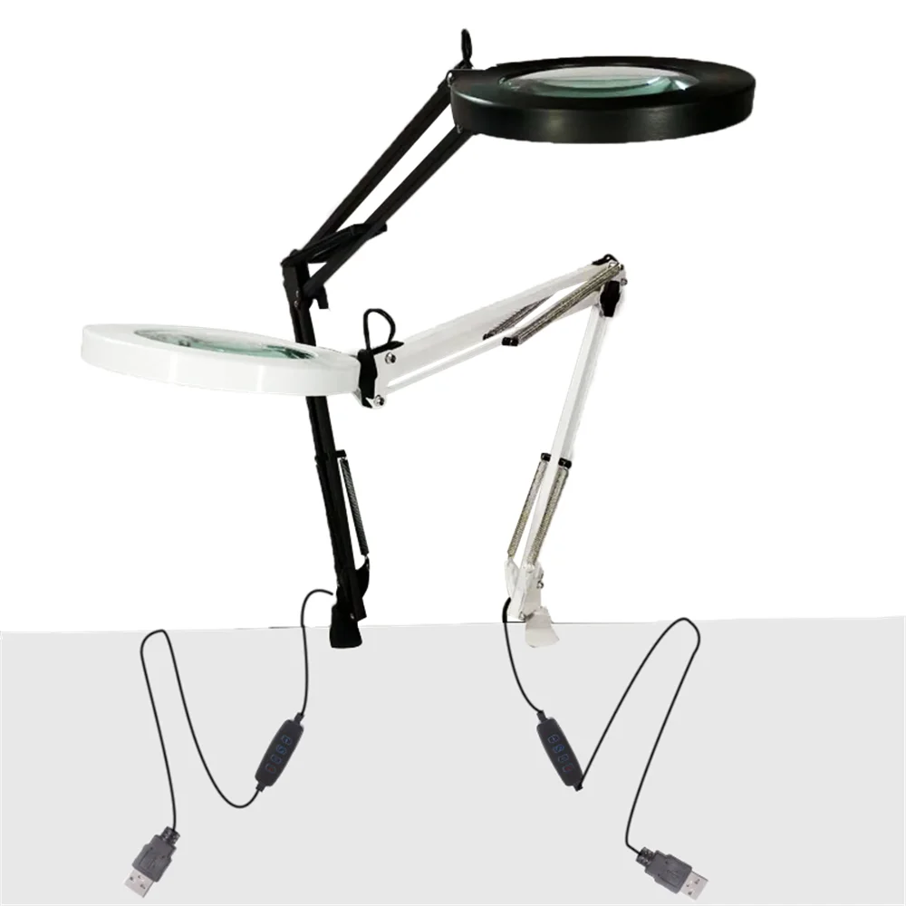 Защита глаз красивая светодиодная лампа с зажимом 5X Увеличительное стекло