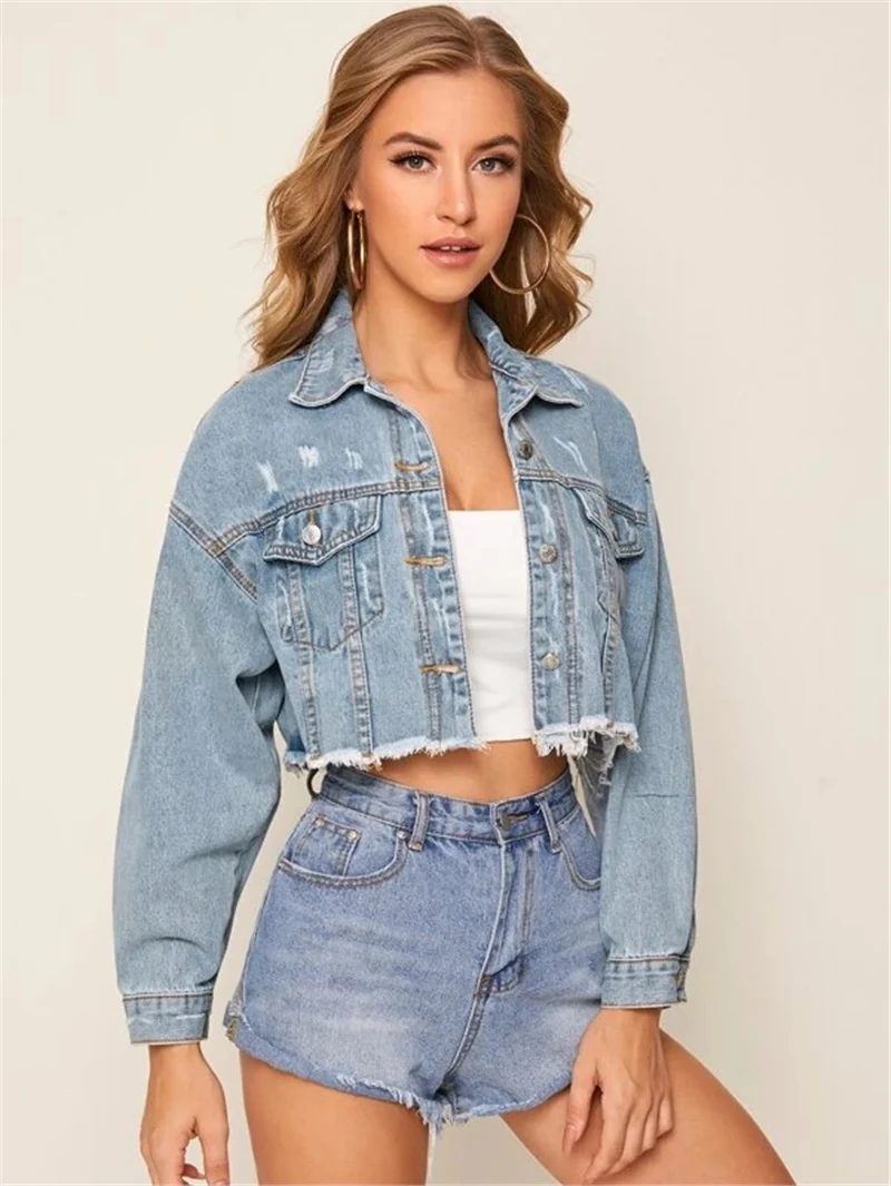 

2021 Autumn Women Denim Jacket For Women Coat Jacket Single Breasted Short Denim Female Jacket Coats 2021 Clothing