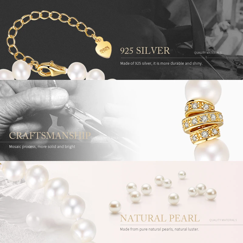 Женский браслет из серебра 925 пробы с белым жемчугом | Украшения и аксессуары