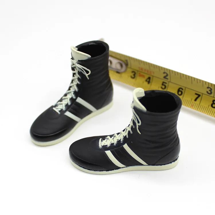 Ботинки мужские короткие черно белые масштаб 1/6 модели обуви для экшн фигурок 12