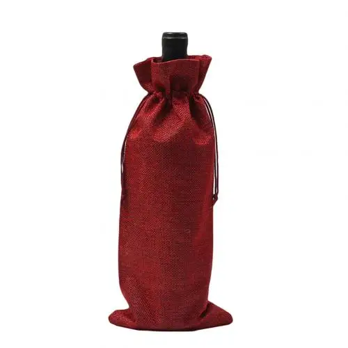 Wine Red Деревенский стиль льняная крышка бутылки вина на шнурке винная крышка сумка для упаковки вина Свадебная вечеринка Декор кухонные инструменты - Цвет: Wine Red
