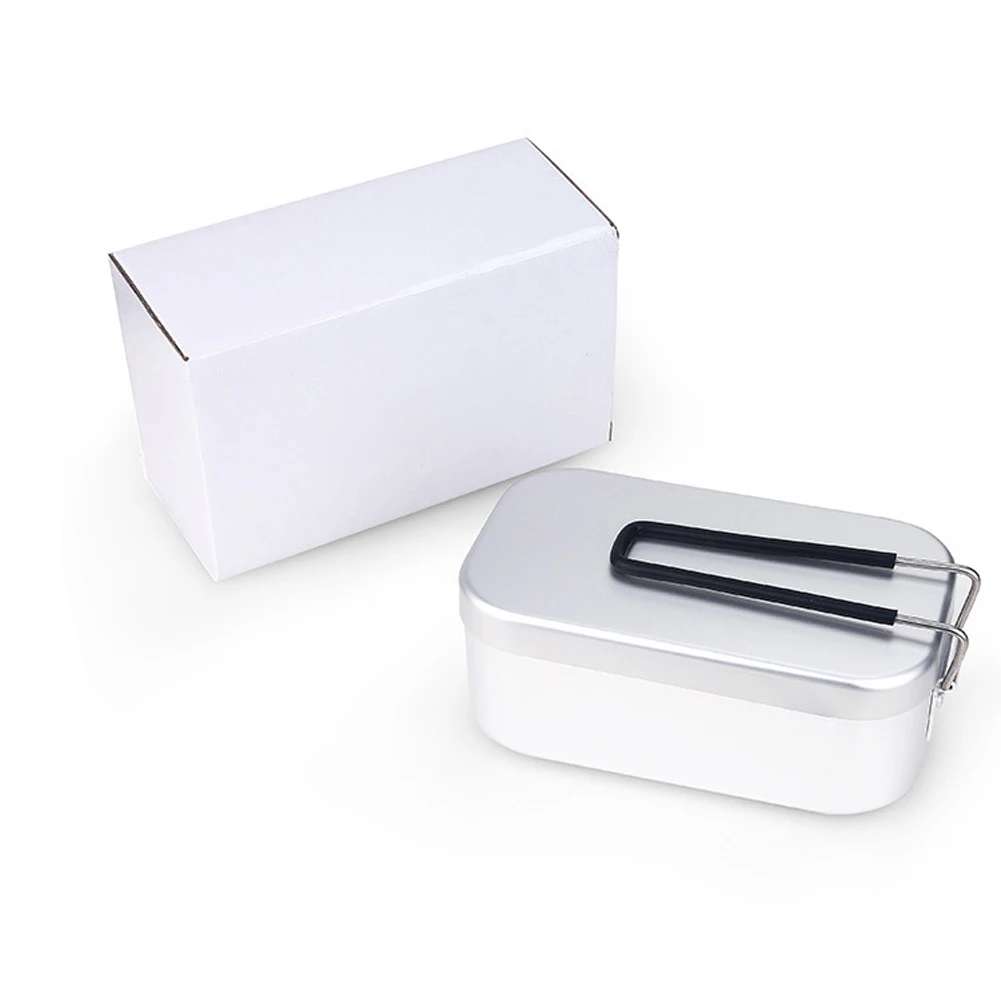 

Aluminum Alloy Rectangular Lunch Box Foldable Handle Metal Bento Food Picnic Container for Outdoor Travel Camping Picnic