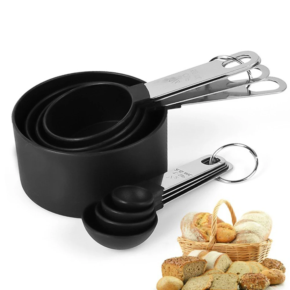 

8PCS Nesting Stainless Steel Measuring Cups And Spoons Set Kitchen Teaspoon Coffee Sugar Scoop Cake Flour Baking Cooking Tools