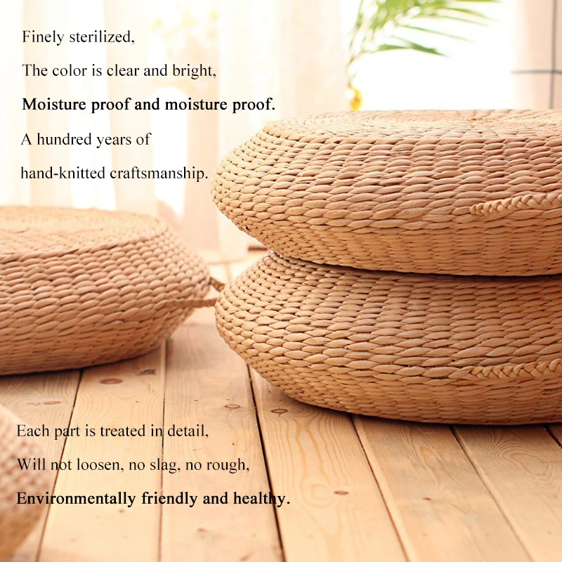 HOT SALE Tatami Cushion Round Straw Weave Handmade Pillow Floor Japanese Style Yoga Chair Sofa Adult Child Home Seat Mat 40/45cm