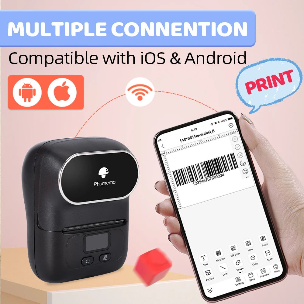Умный Термопринтер для этикеток Phomemo M110 Bluetooth-совместимый ценник штрих-кодов в