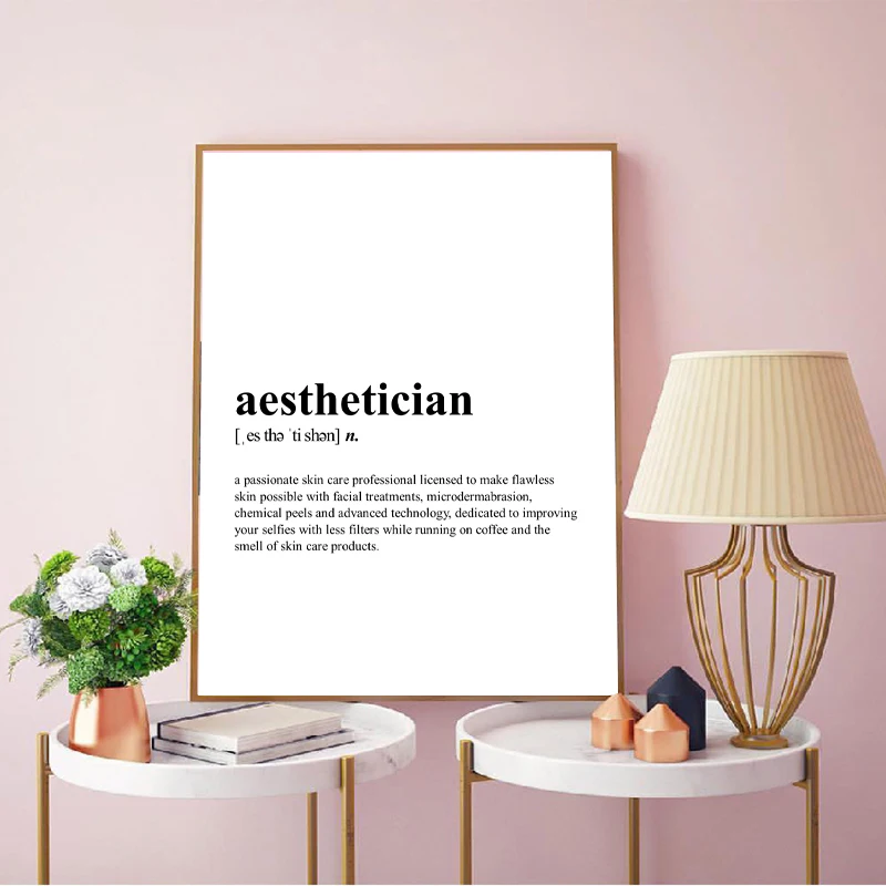 

Aesthetician Definition Canvas Print Skin Care Spa Quote Poster Esthetician Gift Modern Painting Spa Beauty Salon Wall Art Decor