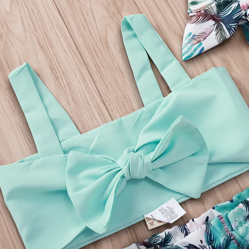 Летняя одежда для девочек повязка на голову с цветочным принтом и бантом спине