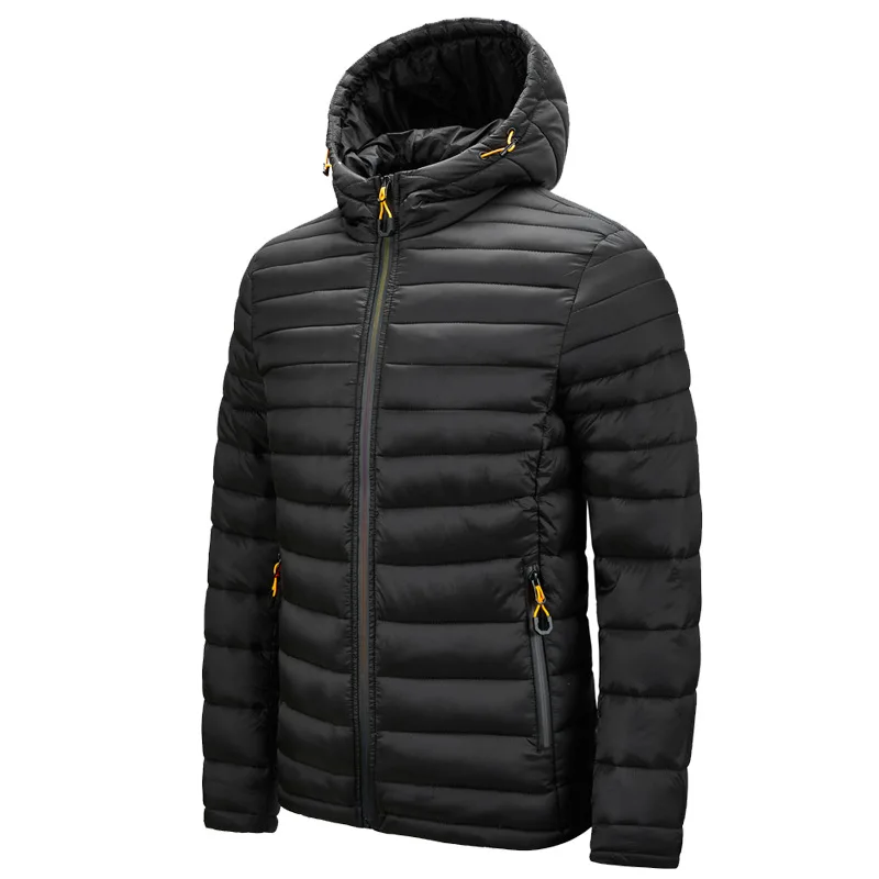 

Fad New Solid Color Bubble Coat Men Casual Hoodied Warm Zipper Mens Jackets and Coats Winter Fashion Simple Men's Coat