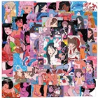 50 шт., винтажные розовые Мультяшные наклейки с иллюстрациями девочек, открытки для творчества мобильный телефон, реквизит для фотографий, наклейки для украшения стен