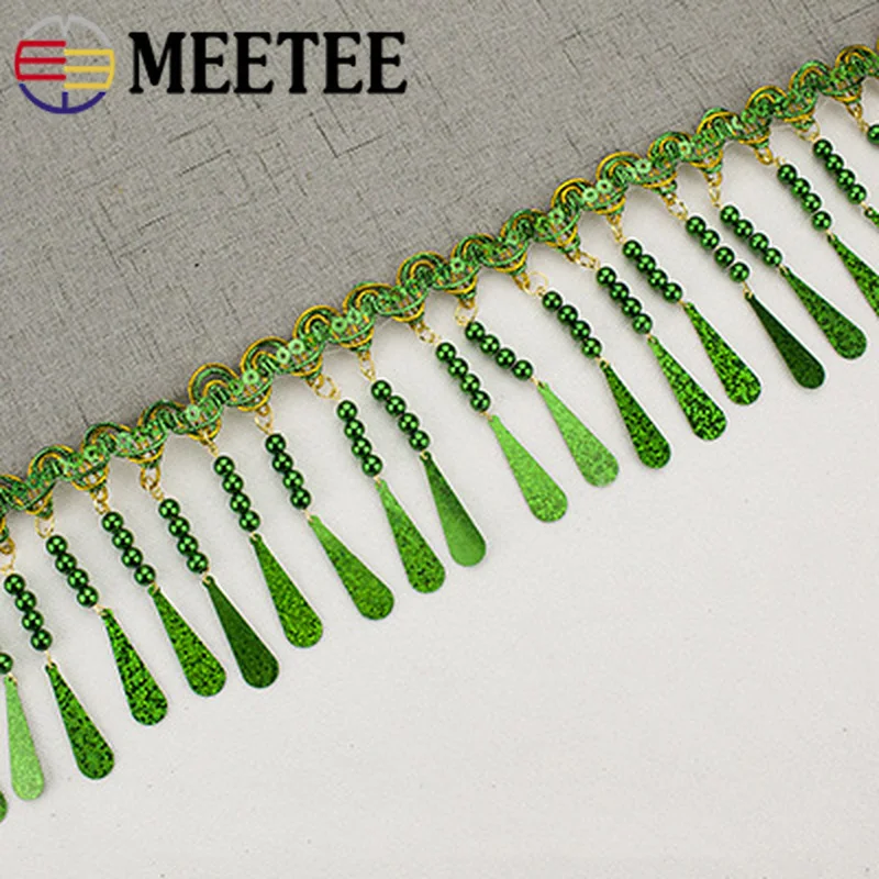 

Meetee 4meters 85mm Polyester Pendant Tassel Beaded Lace Trims Manual Hang DIY Costumes Clothes Decor Ribbon Sewing Materials