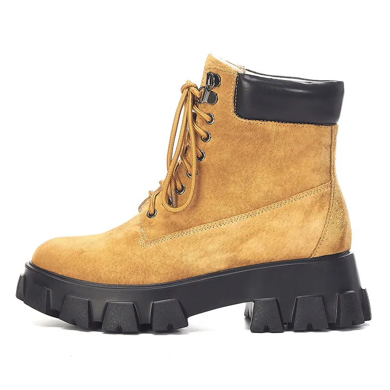 Meotina/Зимние ботильоны из натуральной кожи женские Замшевые полусапожки на