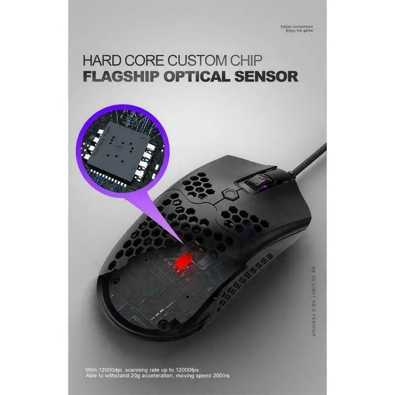 

Hollow-out Honeycomb Shell Colorful Gaming Mouse RGB Backlit Light Wired Mice