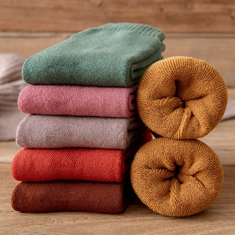 

Зимние женские носки, теплые плотные теплые шерстяные кашемировые зимние сапоги, носки для сна в пол для мужчин, однотонные мягкие модные но...