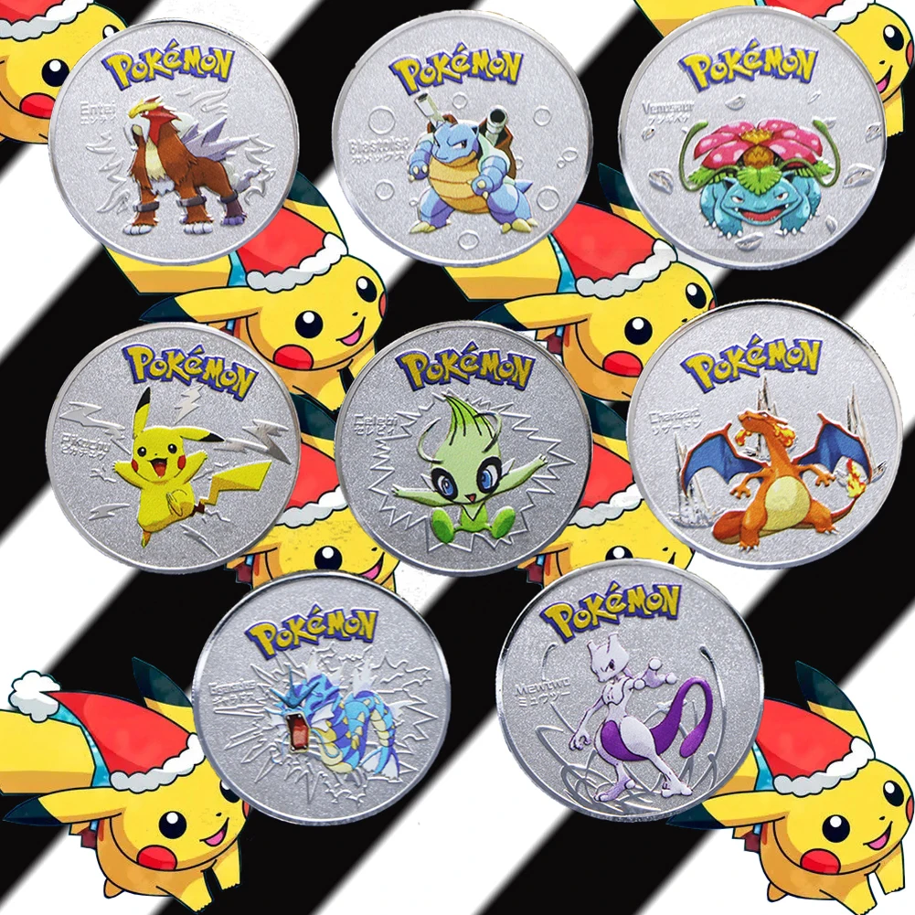 

NEW Pokemon Christmas Kawaii Pikachu Pattern Silver Plated Color Fire Dragon 8 Pattern Christmas Perfect Childrens Birthday Gift