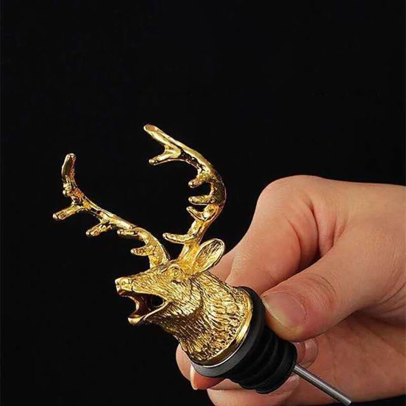 

Deer Stag Head Wine Pourer Stainless Steel Unique Wine Bottle Stoppers Head Unique Wine Aerators Bar Tools Accessories Supplies
