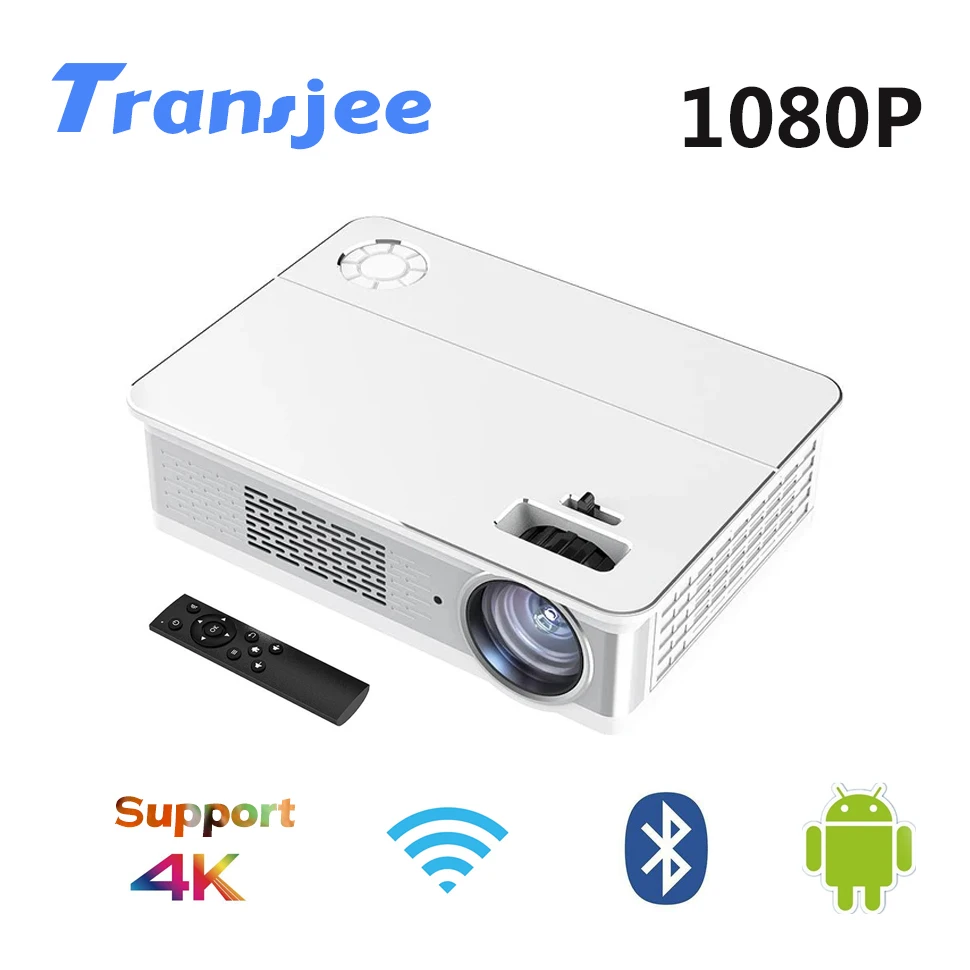 TRANSJEE 1080P светодиодный Full HD Поддержка 4K проектор для смартфона Android кинопроектор