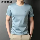 COODRONY брендовая летняя Новинка модная повседневная Однотонная футболка с круглым вырезом и короткими рукавами мужская Тонкая крутая футболка из 100% хлопка C5227S