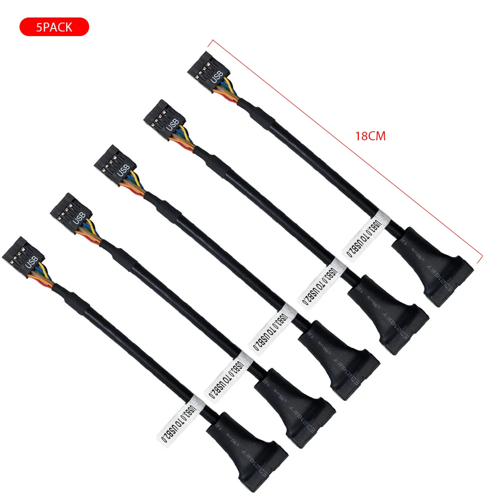 

5pcs USB3.0 9Pin Motherboard Female to 20Pin Male Cable Housing Adapter 18cm Mainboard Data Cord Interior Accessories Adapter