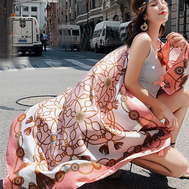 

Women's Scarf Creative National Style Printed Spring And Autumn Long Section Silk Scarf Summer Beach Sunscreen Shawl Beach Towel