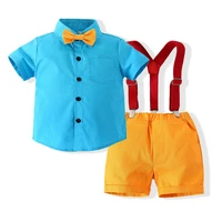 toddler children clothing set boys suits for wedding party formal dress shirt bow shorts belt kids boy gentleman clothes