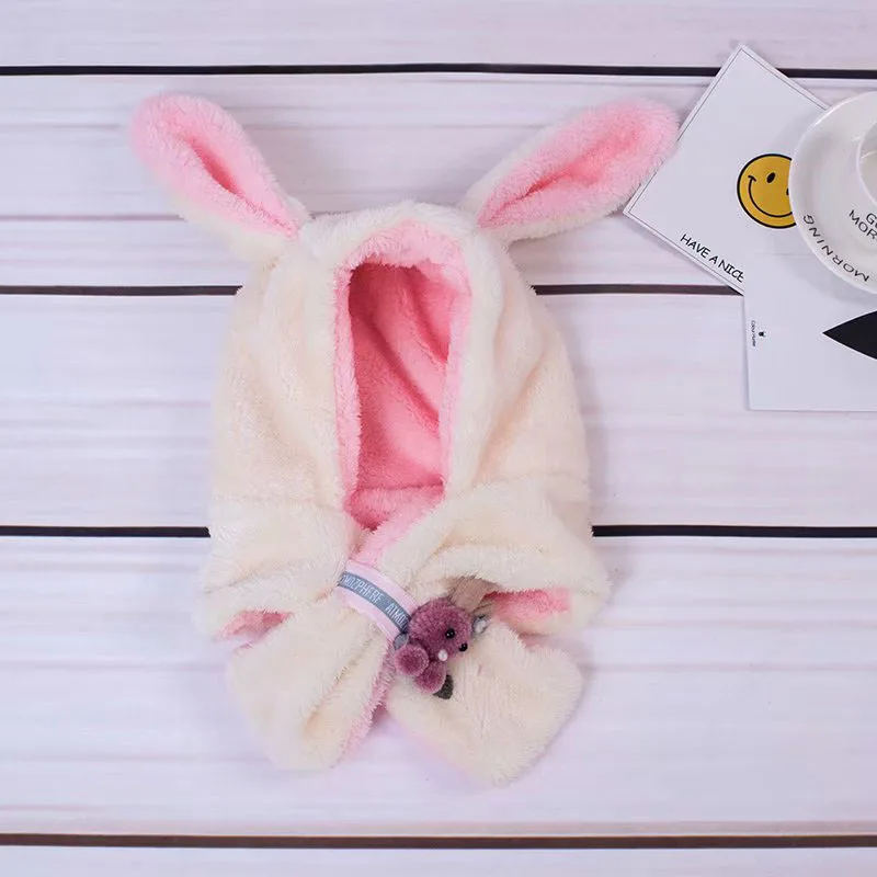 

Unisex Kids Cartoon Bunny Ears Hats And Scarf Baby Cap Set Girl Boy Cap Scarf Set Child Winter Earmuffs Hat Scarf Warm Suit
