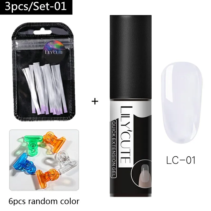 11 LILYCUTE 20ml Poly Extension Gel Kit Quick Building Gel White Clear LED Acrylic Builder Nail Tips Nail Art Gel Brush Tool Set - Цвет: 11
