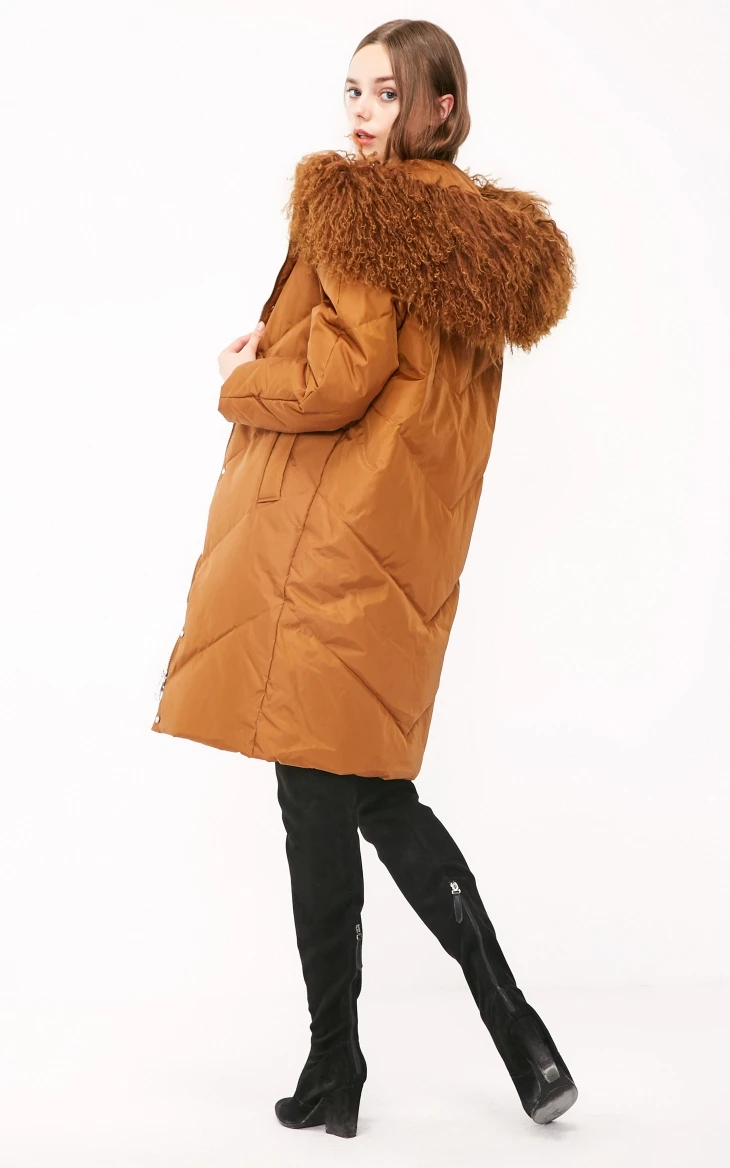 Vero Moda Женская 90% белая куртка-пуховик на утином пуху с воротником из овечьего меха с капюшоном | 318412556