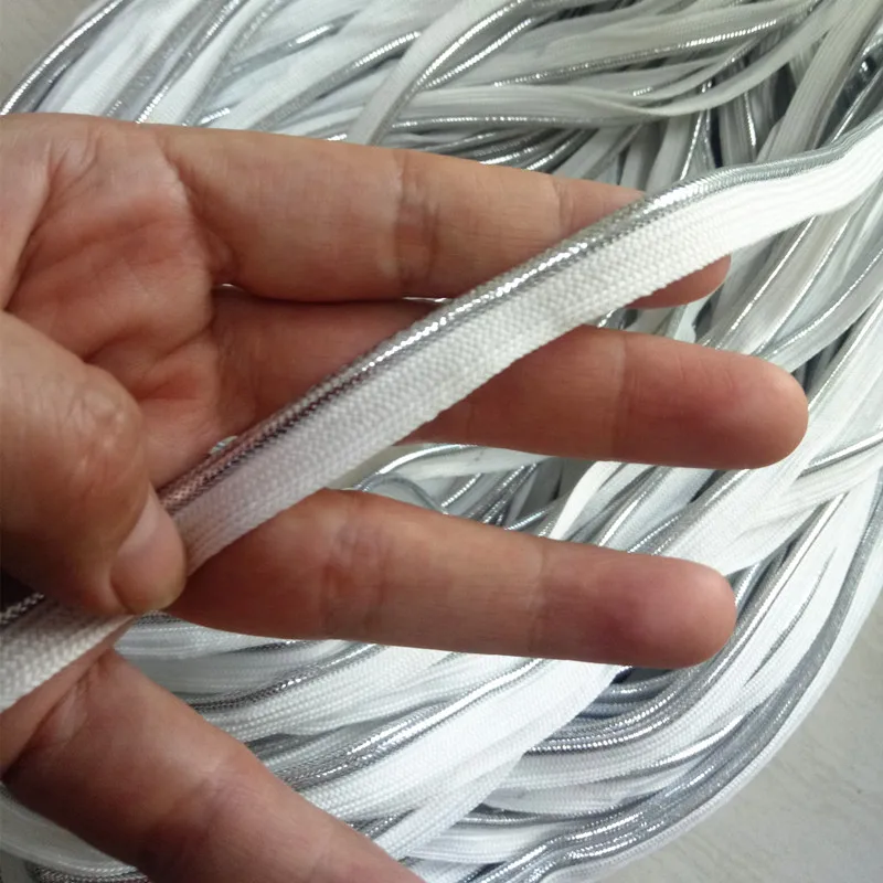 Оптовая продажа белая серебристая лента с косым шнуром швом Размер 10 мм x 100 ярдов